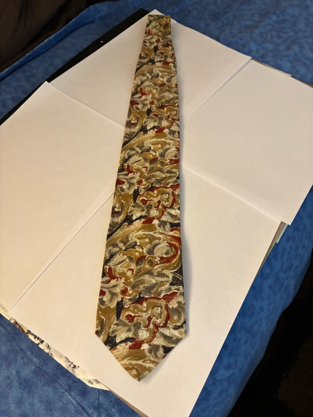 DKNY Classic Paisley Pattern Men's Tie in Gold, Red & Black